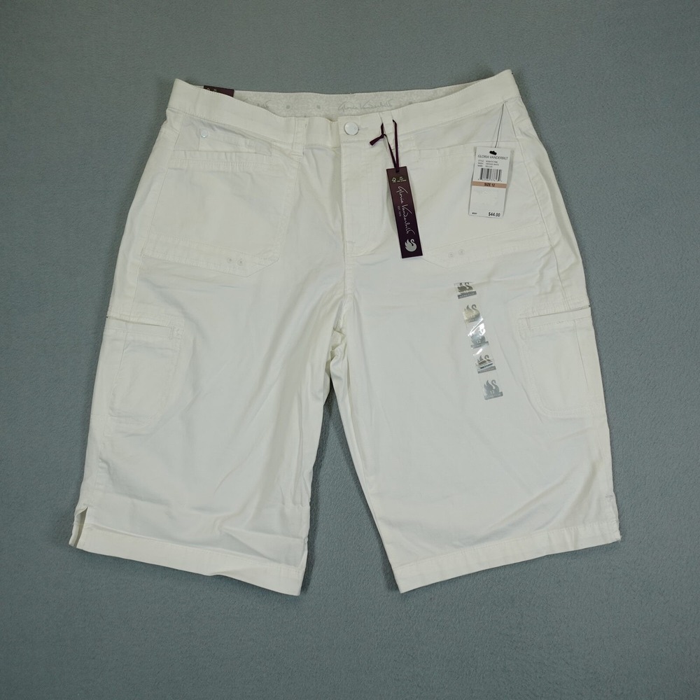 Gloria Vanderbilt Shorts Womens 12 White Delilah Cargo Stretch Casual Summer